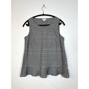 J.Jill‎ Women’s Small Petite SP Black White Sleeveless Top Pleated Shirt Check
